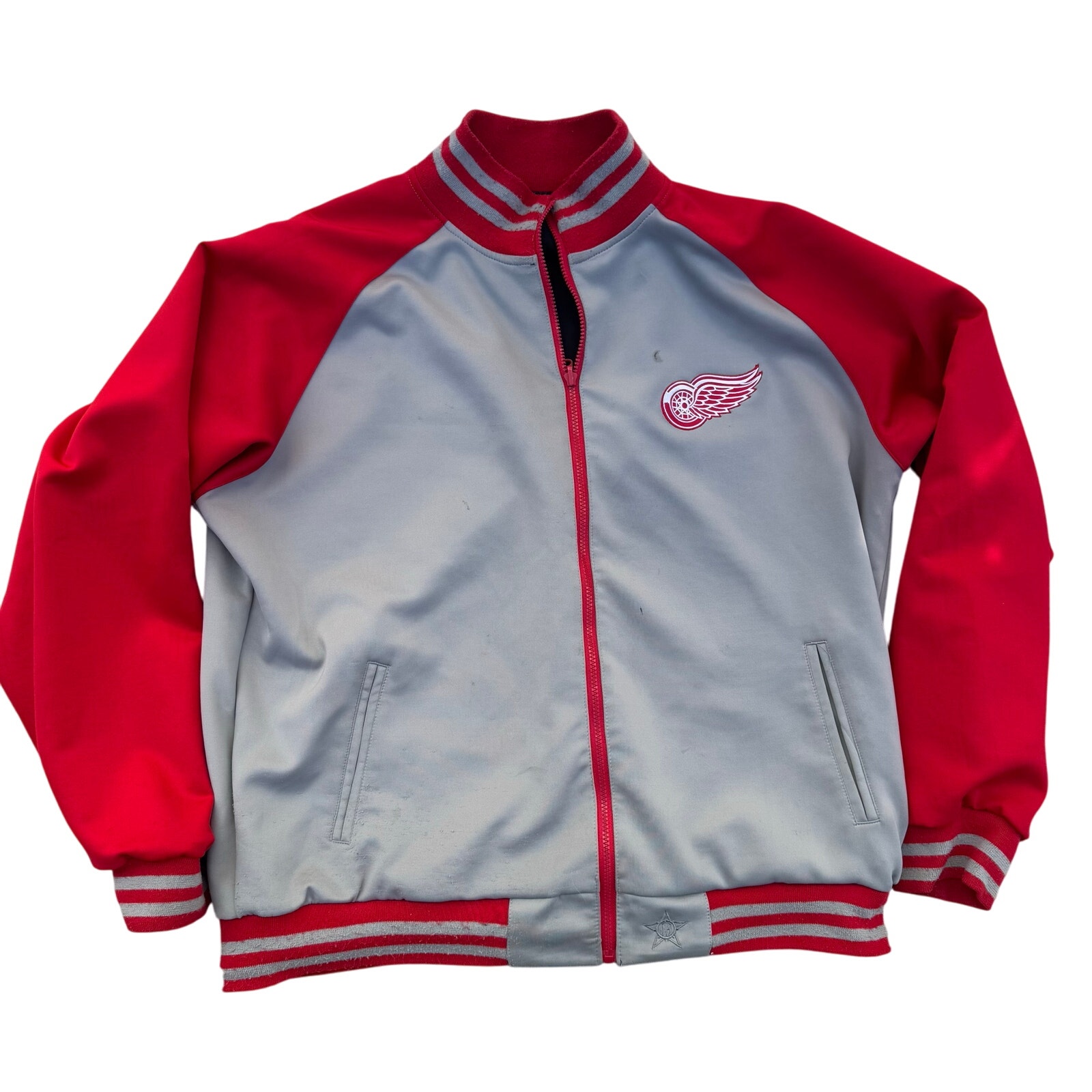 Mens Sz 2XL DETROIT RED WINGS Reversible Black Gray Jacket JH Designs Hockey NHL