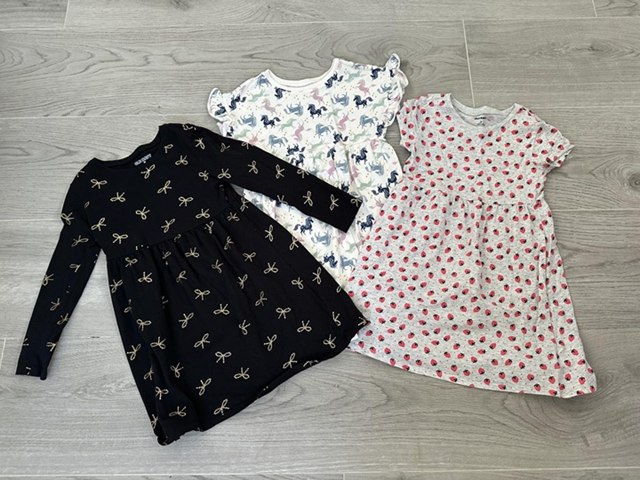 Lot of 3 Old Navy Girl's Cotton Dresses size 5T- various colors