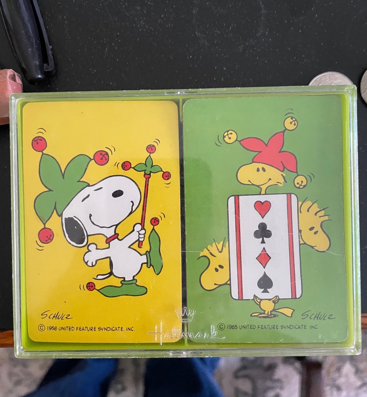 1965 Jolly Jokers Snoopy and Woodstock 2 Decks of Bridge Playing Cards Hallmark