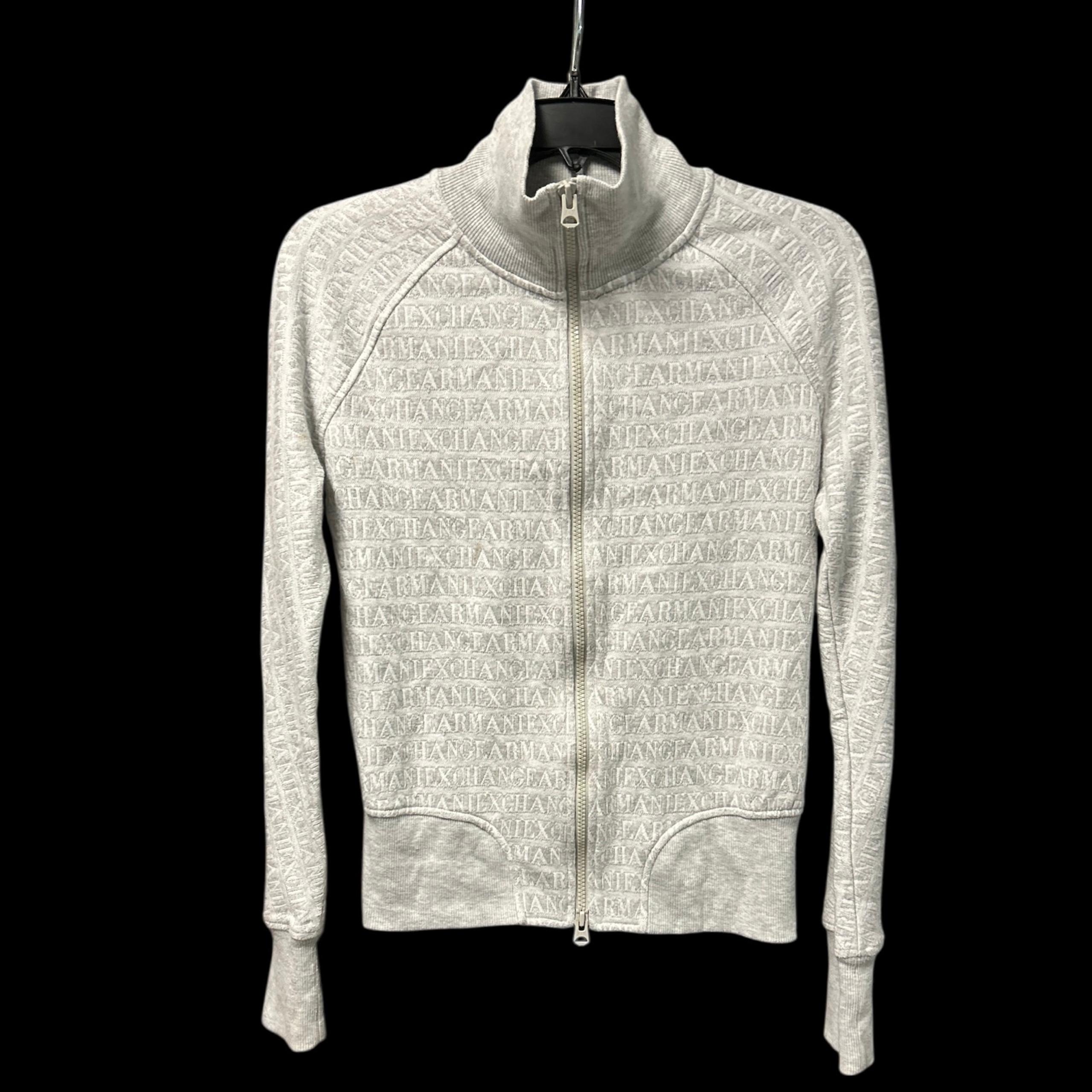 Armani Exchange Women's Gray Full Zip High Neck Logo Sweatshirt Size Medium