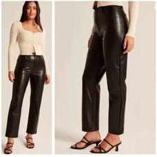 Abercrombie & Fitch Vegan Leather Ultra High Rise Pants Womens 25 Black Ankle