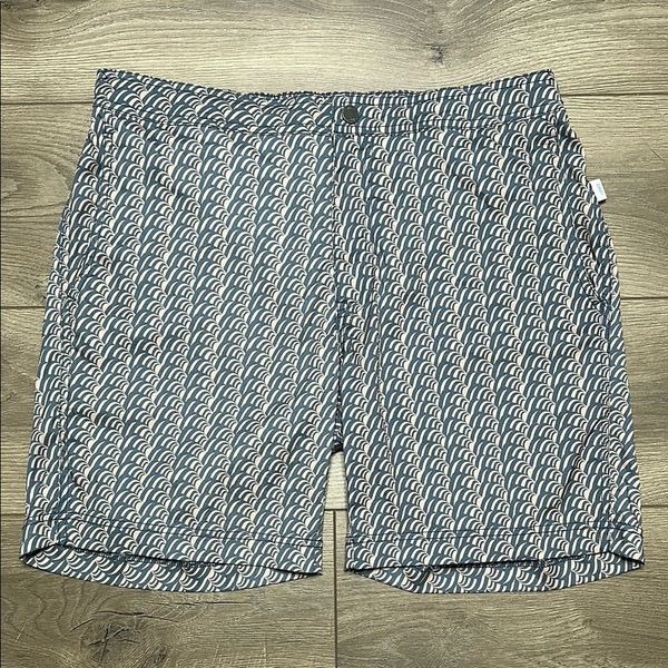 Onia Calder 7.5” Lined Swim Trunks Optic Wave Blue Pink Size Large