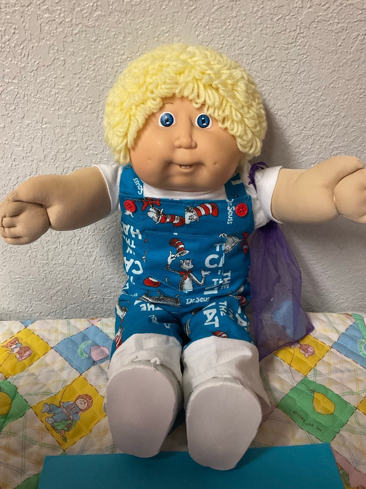 Vintage Cabbage Patch Kid Boy Lemon Hair Blue Eyes Head Mold #10 1986