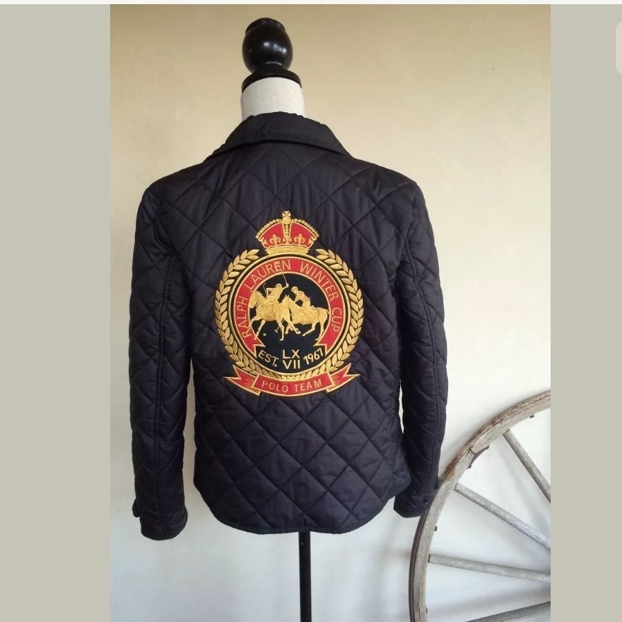 RALPH LAUREN Ltd Edition Reversible Barn Jacket Lg Embroidered Crest Sz M RARE!