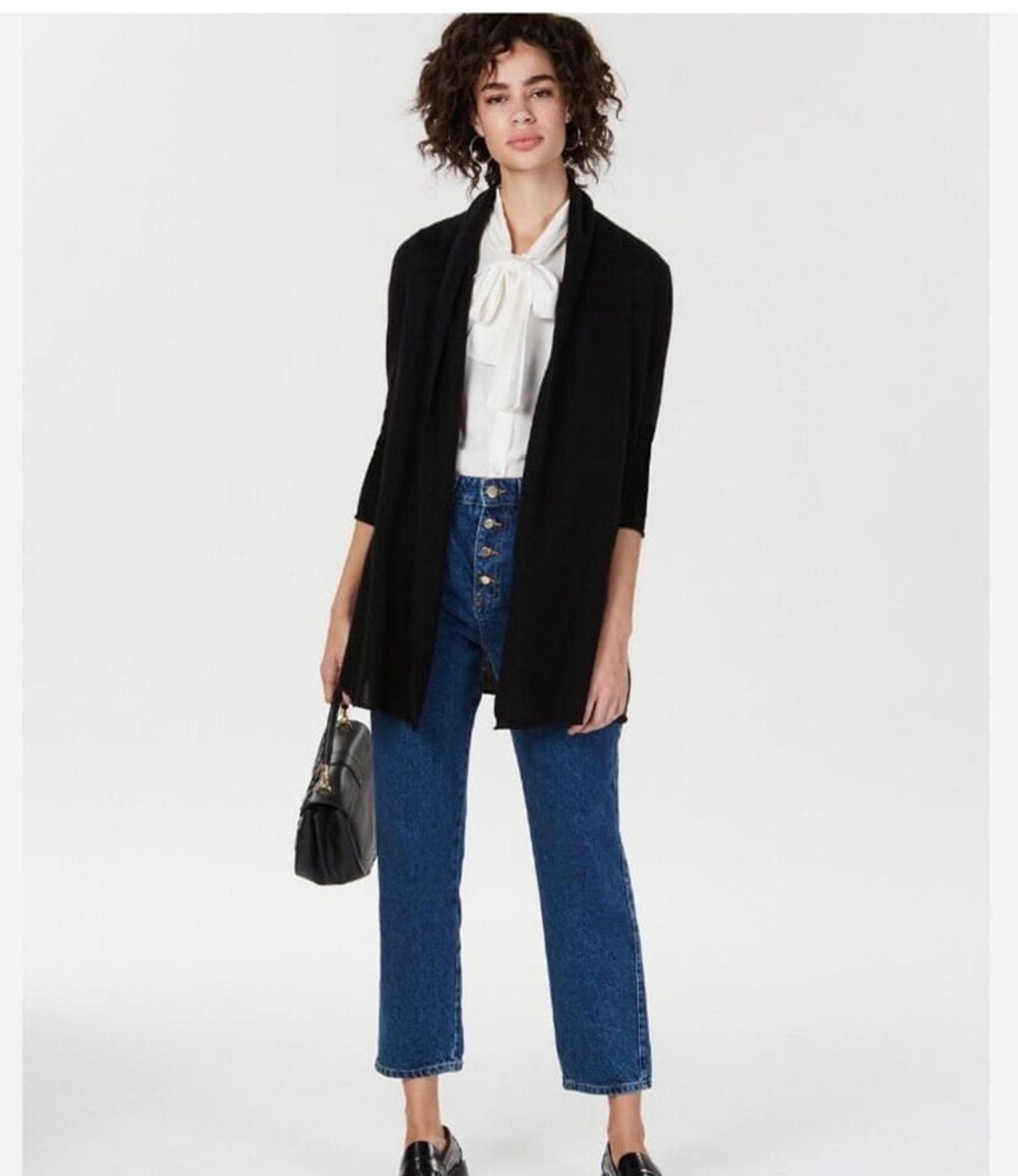 NWT Charter Club Luxury Black Cashmere Open Front Cardigan Women’s Size Large