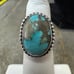 NATIVE AMERICAN STERLING SILVER BLUE SPIDERWEB TURQUOISE BLOSSOM RING 3.75 ~5.9g