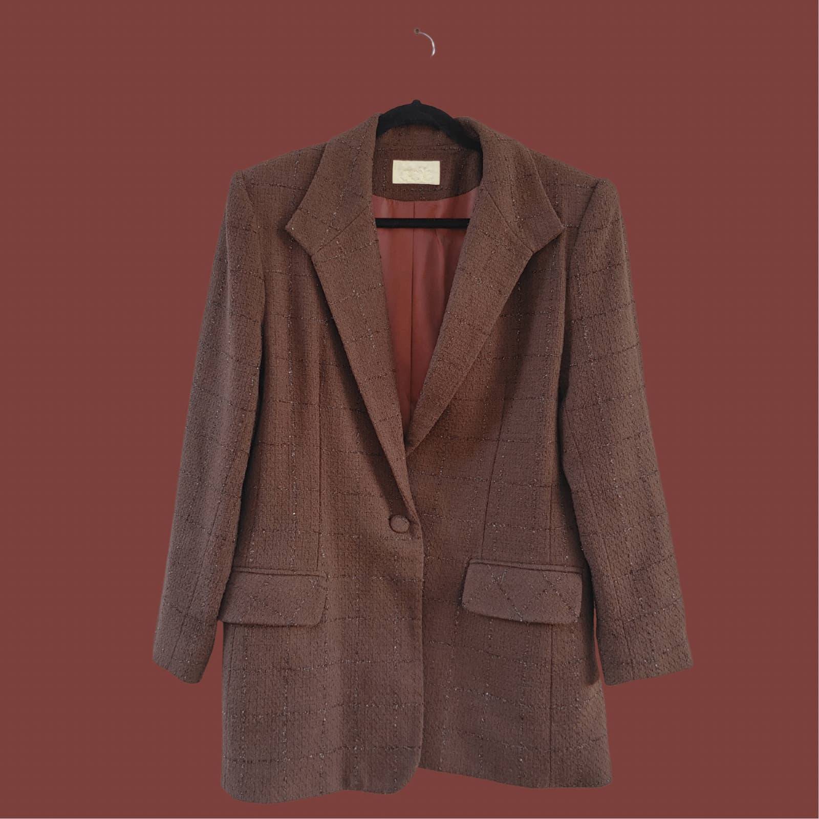 Vintage Cache' Brown Glitter Plaid Blazer