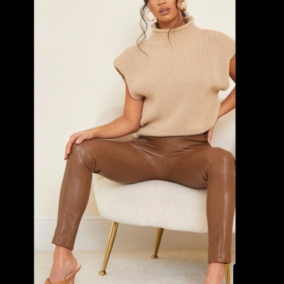 NWT Rag&Bone Nina Cognac Faux Leather Pull On Skinny Pants