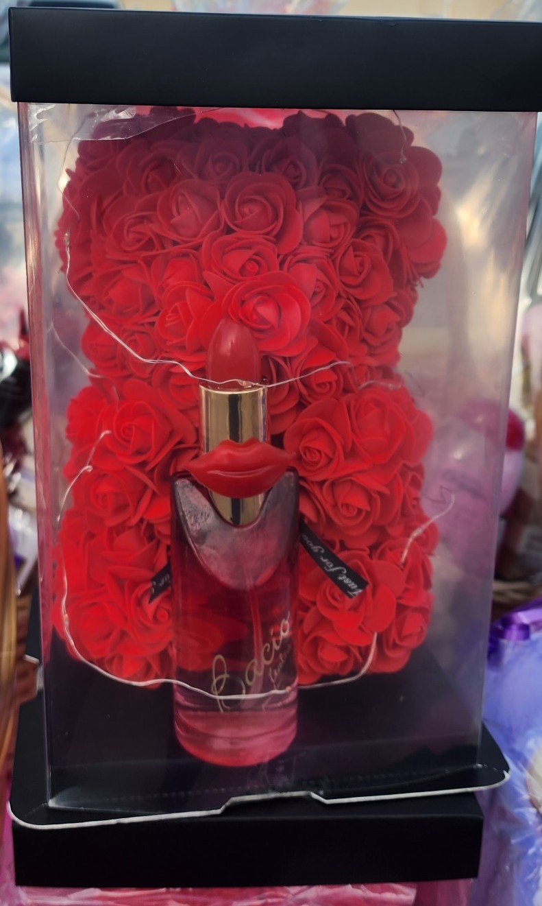 Rose bear with Perfume led lights in gift box