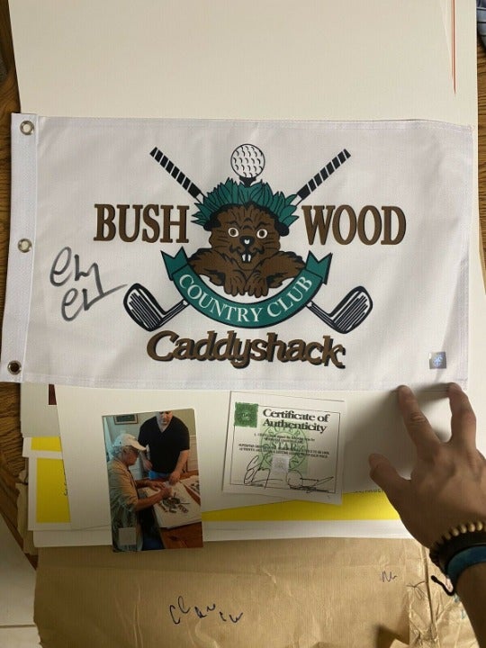 Caddyshack Flag signed by Chevy Chase
