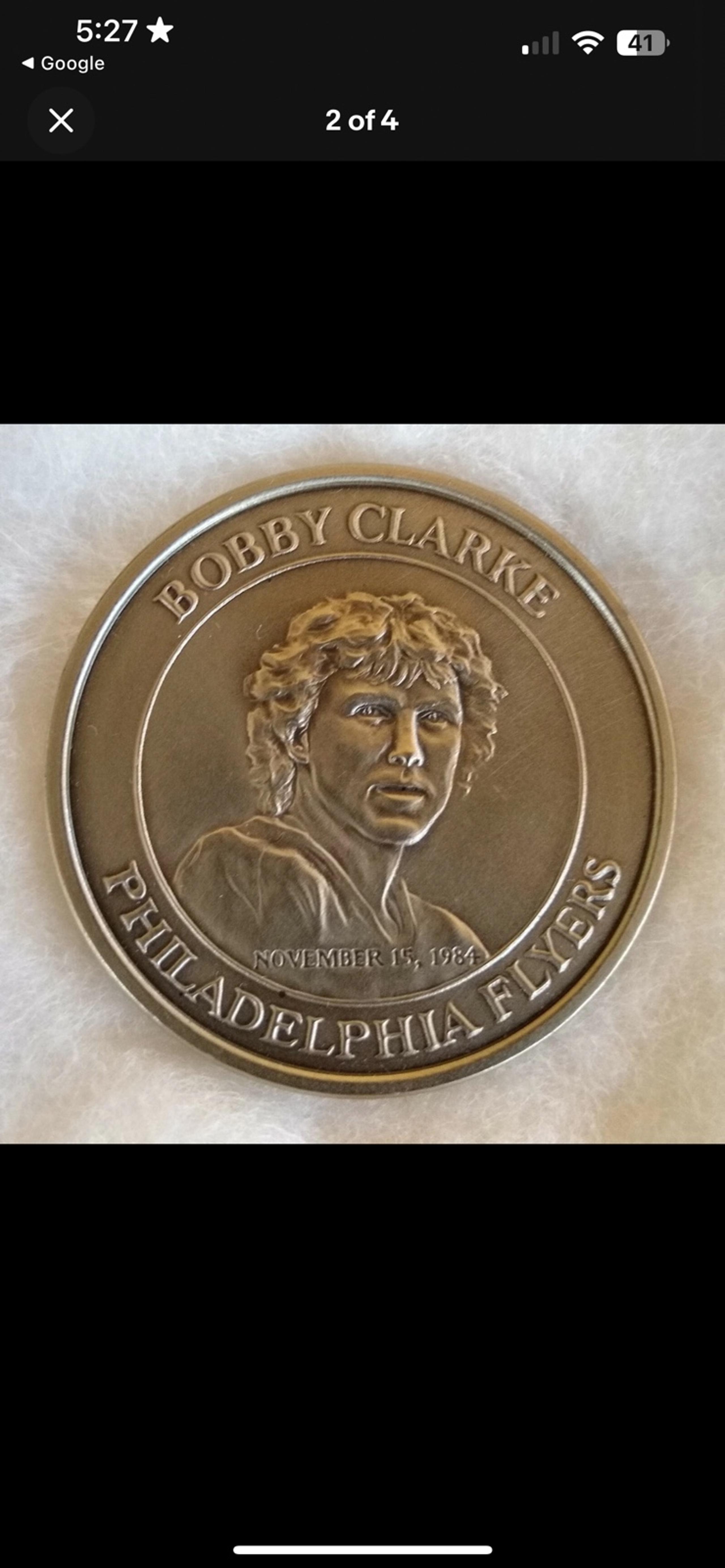 1984 issued coin for Bobby Clarke Night retirement - compliments of Texaco