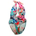 6 Shore Road Floral Cabana Halter Plunge Neck One Piece Swimsuit Size Small NWT