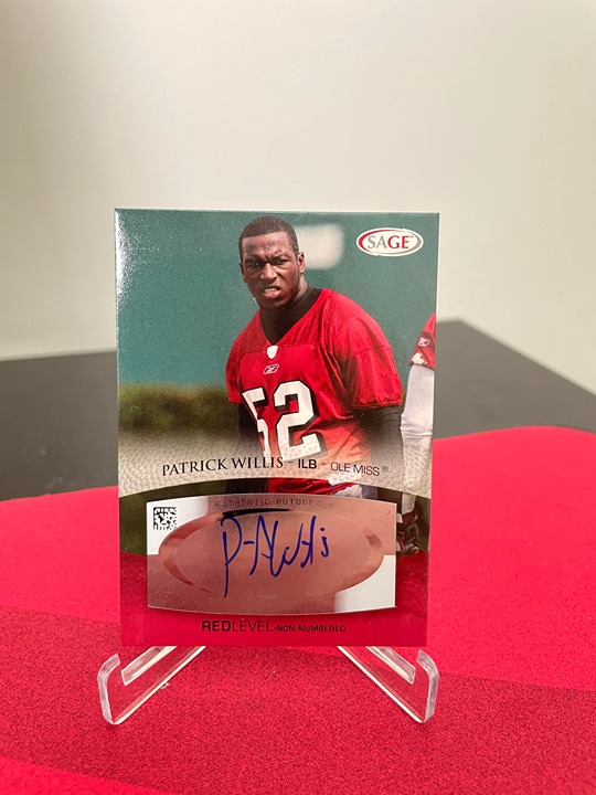Patrick Willis Rookie Autograph Card 2007 Sage. Ole Miss! NFL Hall Of Fame!