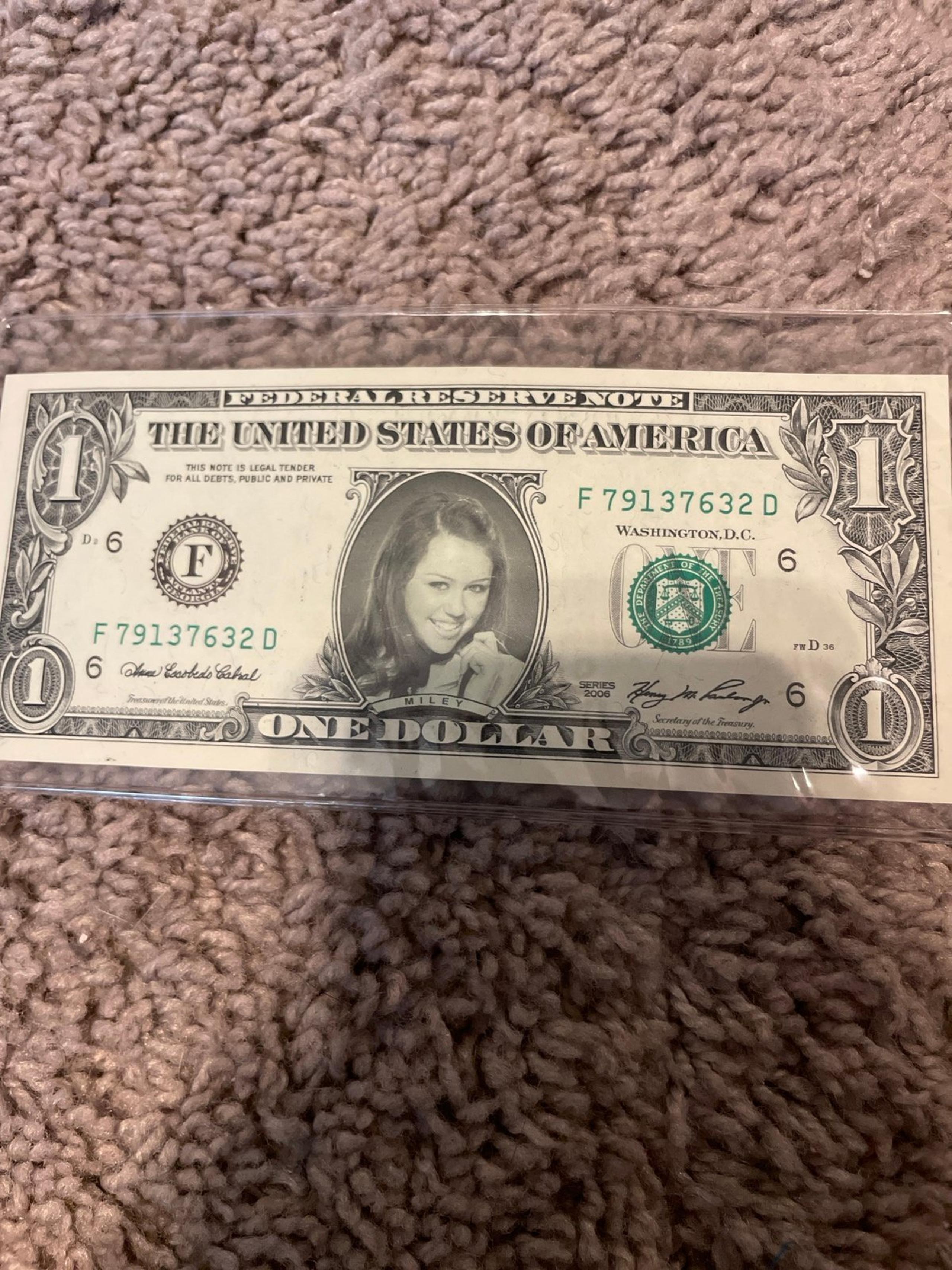 dollar bill with celebrity on it