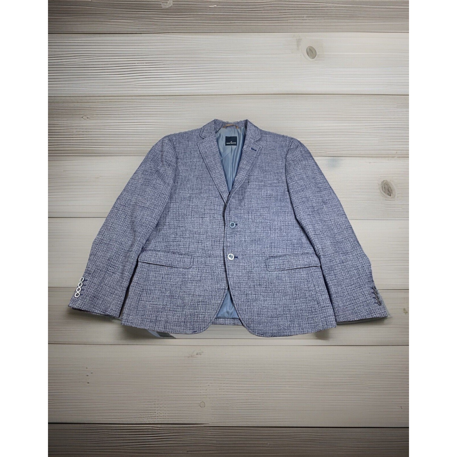Daniel Hechter París Men's Blazer 42R Blue Double Vent 2 Button Stretch Lined