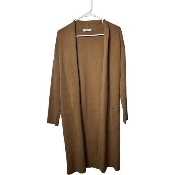 Babaton Aritzia Long Lined Lance Open Front Duster Cardigan Size XS Camel