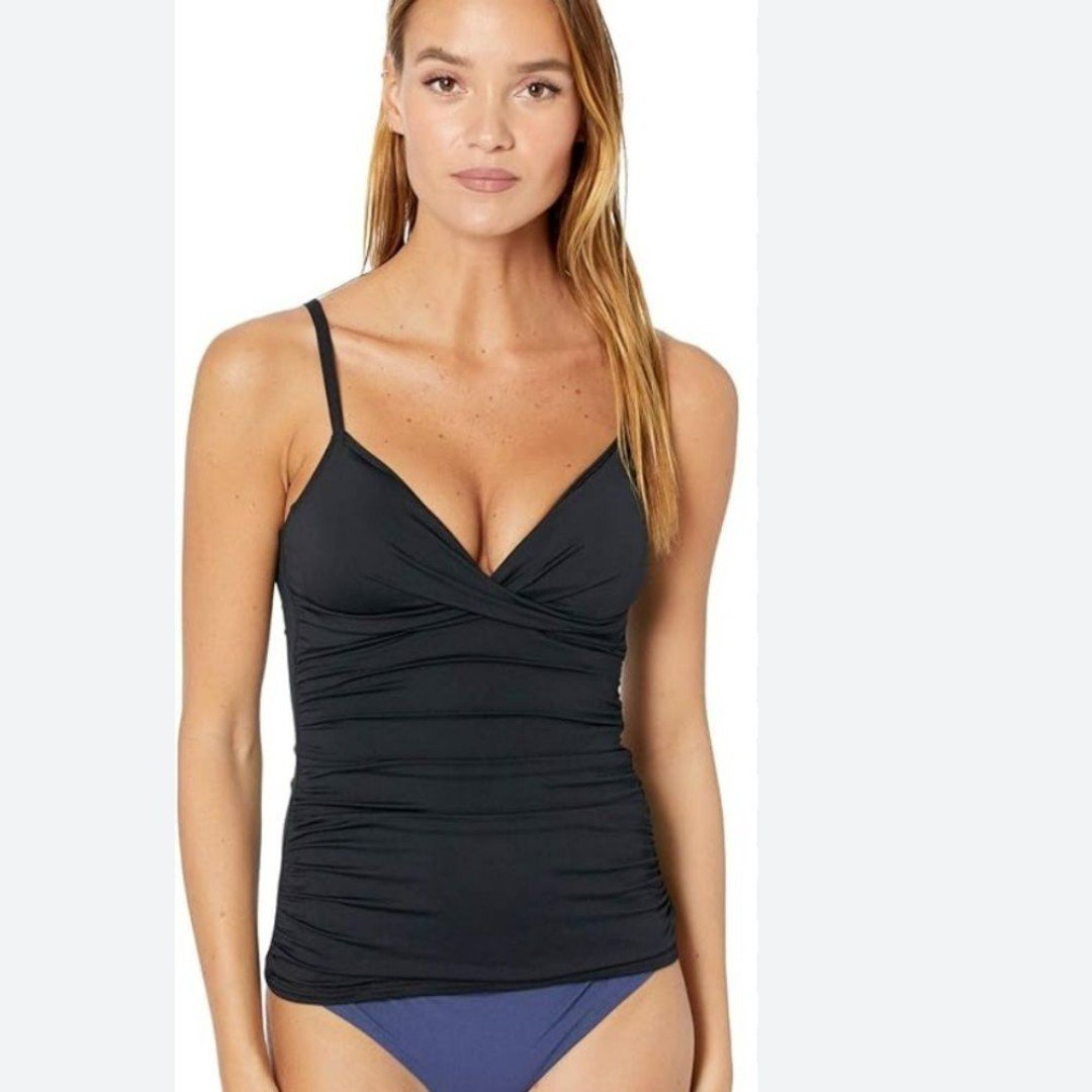 Ralph Lauren Lauren Beach Club Solid Slimming Fit Surplice Tankini Size 6