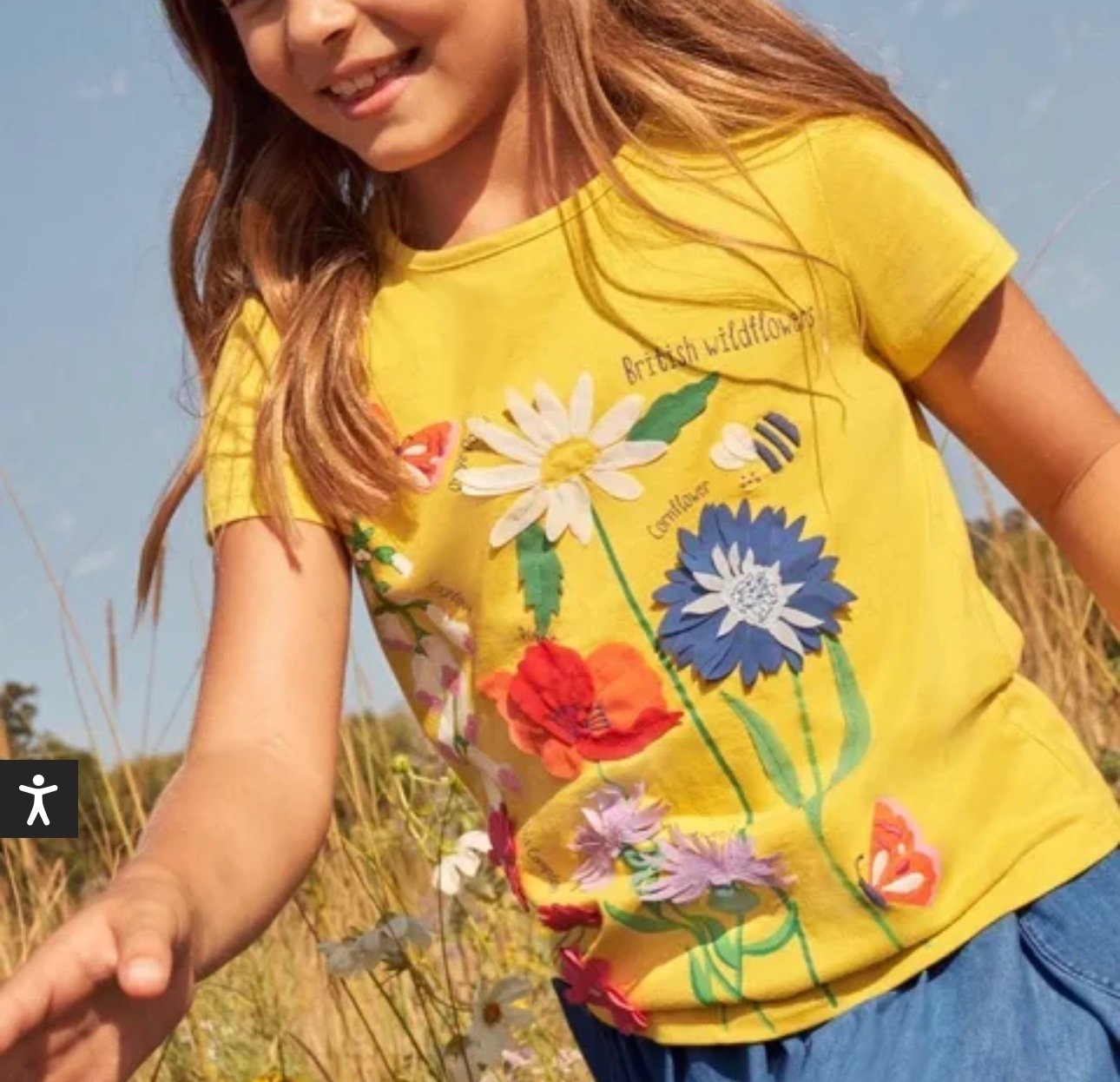 Mini Boden Flutter Fun Fact T-shirt Daffodil Yellow Flowers 4/5