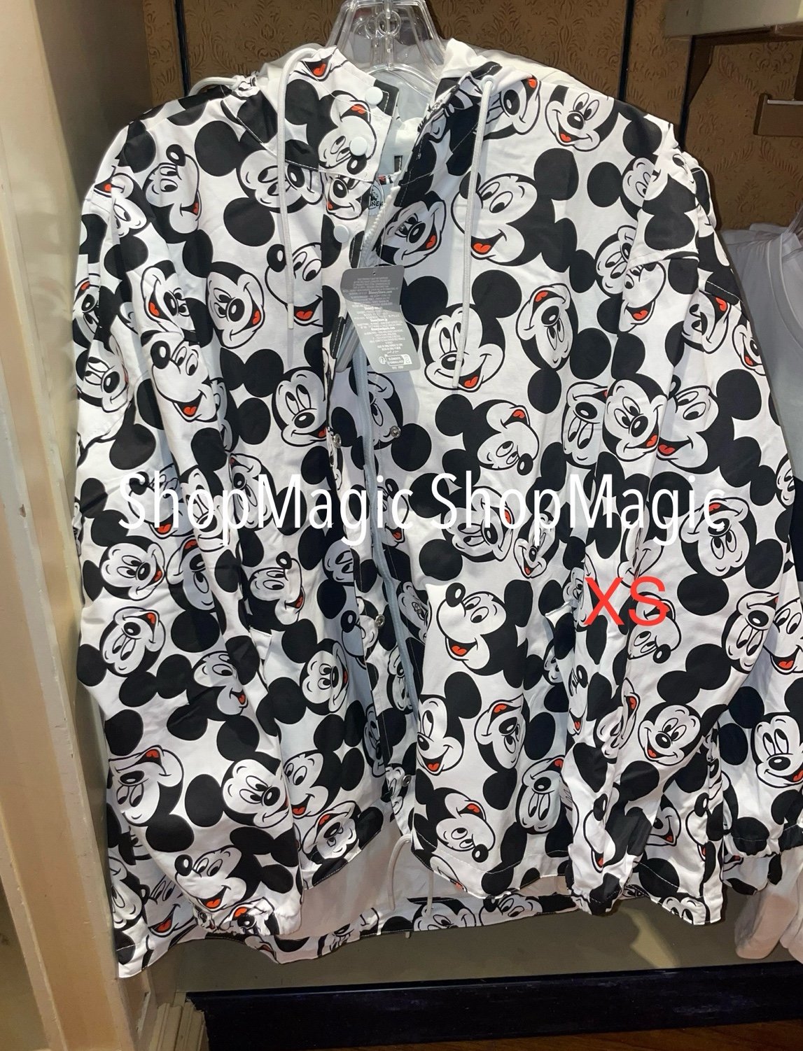 Disney Parks Mickey Mouse Face Expression Rain Jacket for Women-Black & White