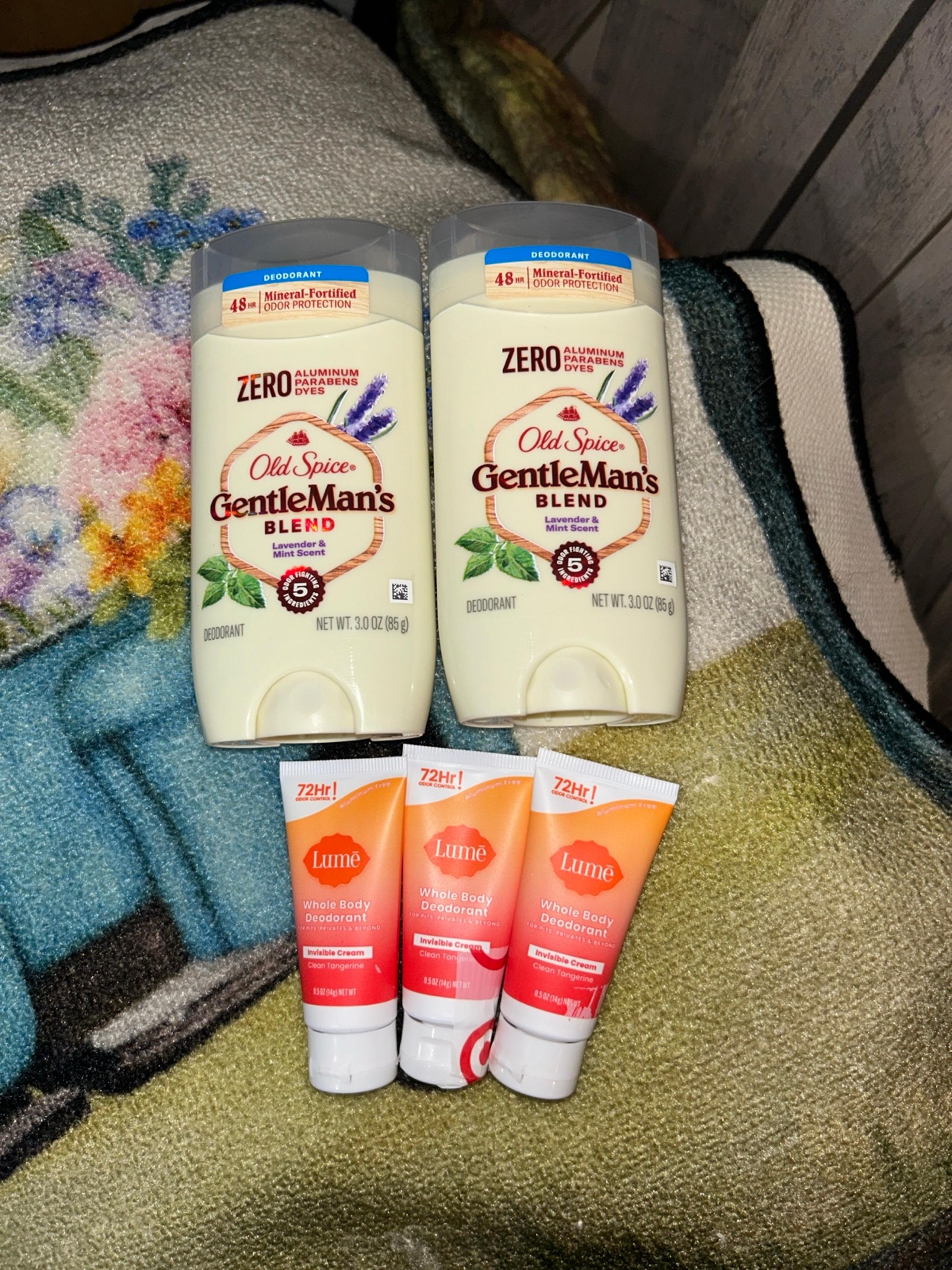 old spice deodorant and Lumē