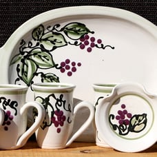 Vintage Handmade Stoneware Serving Set 1980s Signed
