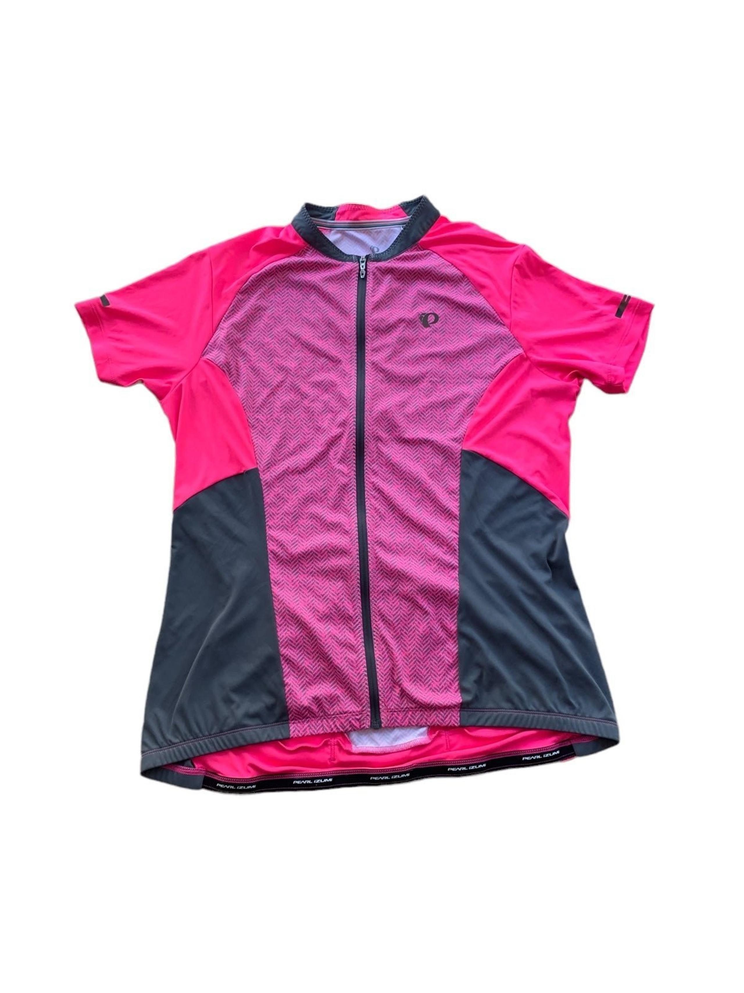 Pearl Izumi Elite Women’s XL Hot Neon Pink & Grey Short Sleeve Zip Jersey