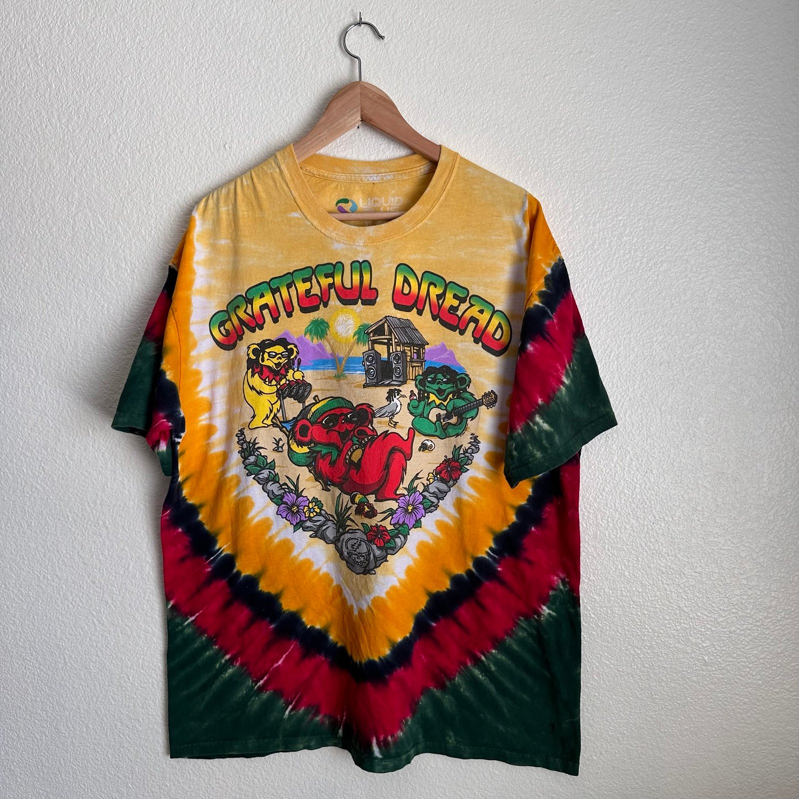 Vintage Grateful Dead Dread Shirt 2000 Liquid Blue XL Vibrations VTG Y2K Dye