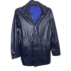 SuitSupply Raincoat Mens M Black Water Resistant Detachable Hood Limonta Jacket