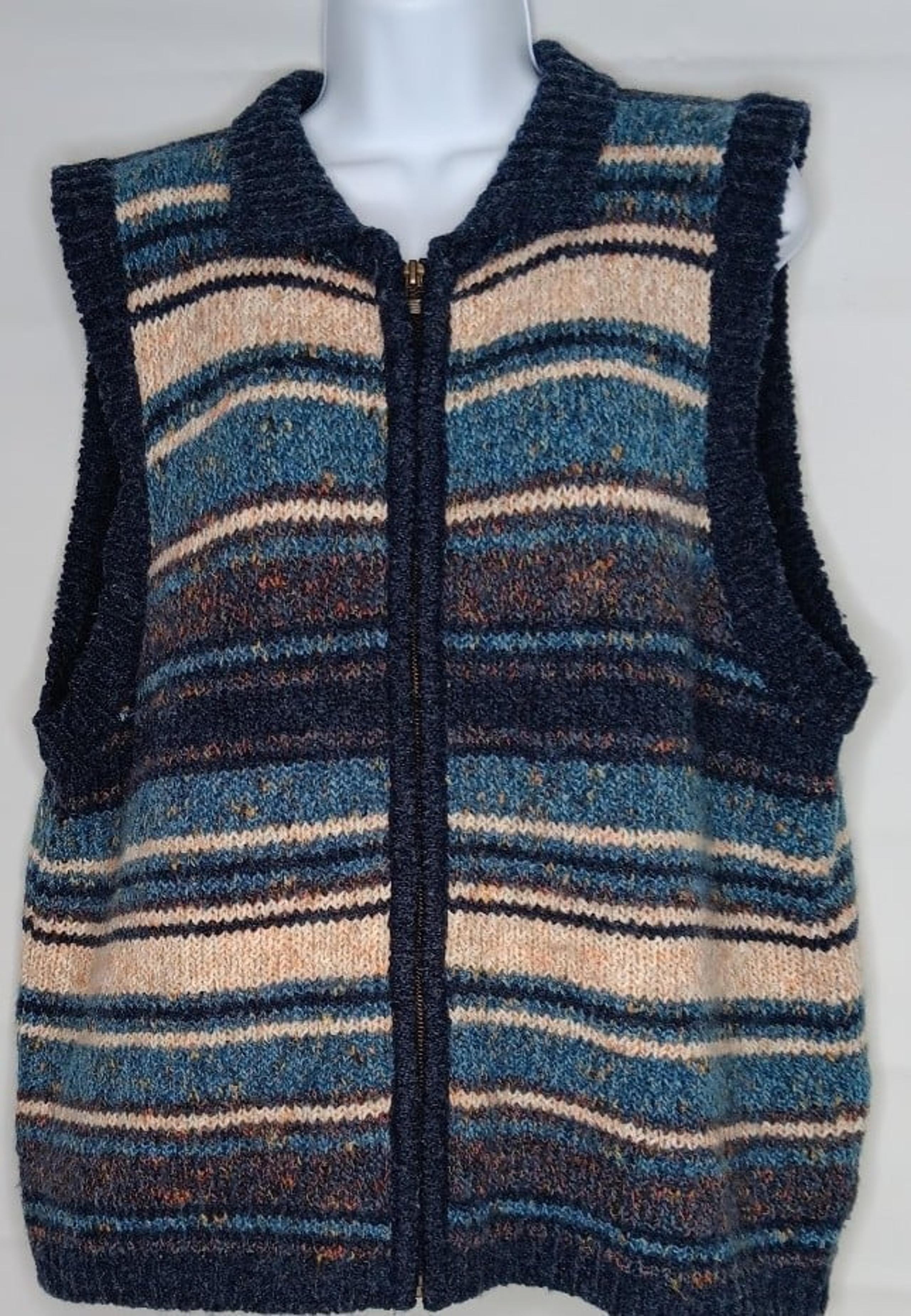 Vtg St Johns Bay Wool Blend Sweater Vest Woman 1X Multicolored!!**
