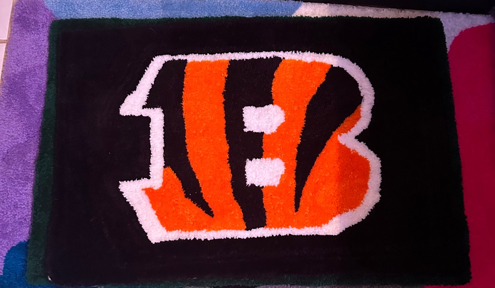 Bengals rug or wall hanging hand tufted