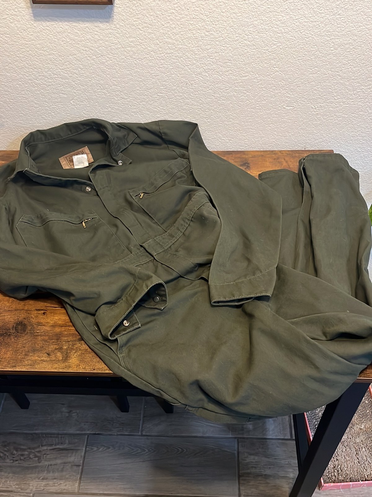 vintage army green coveralls one piece size 38 regular