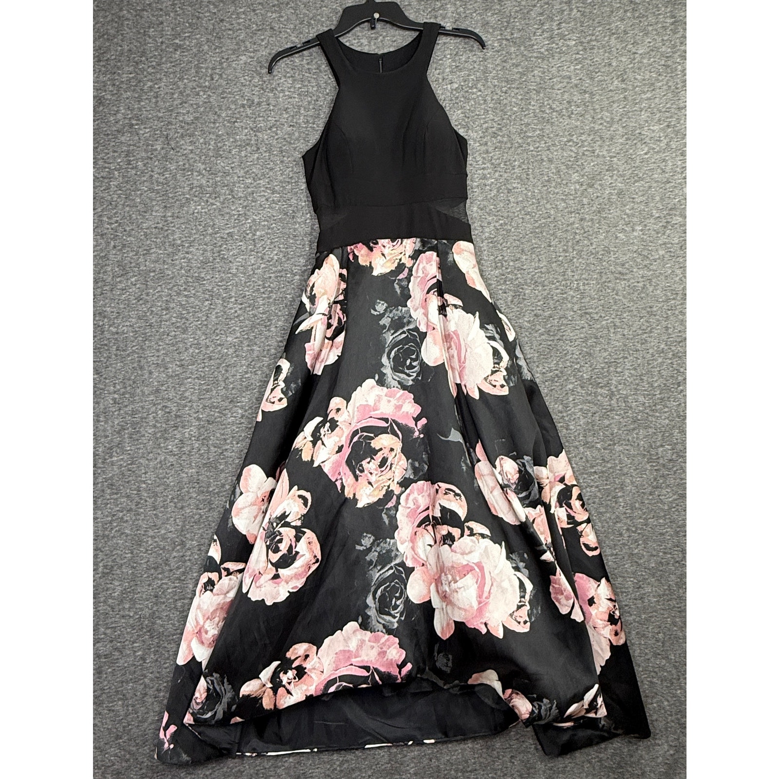 Xscape Floral Print High-Low Gown Mesh Side Dress Size 4