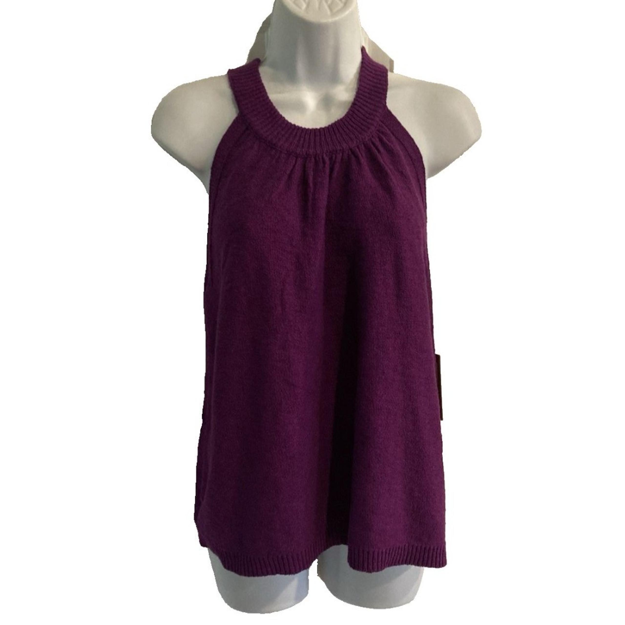 Vince Camuto Sleeveless Knit Sweater Tank Top Womens Size S Purple High Neck NWT