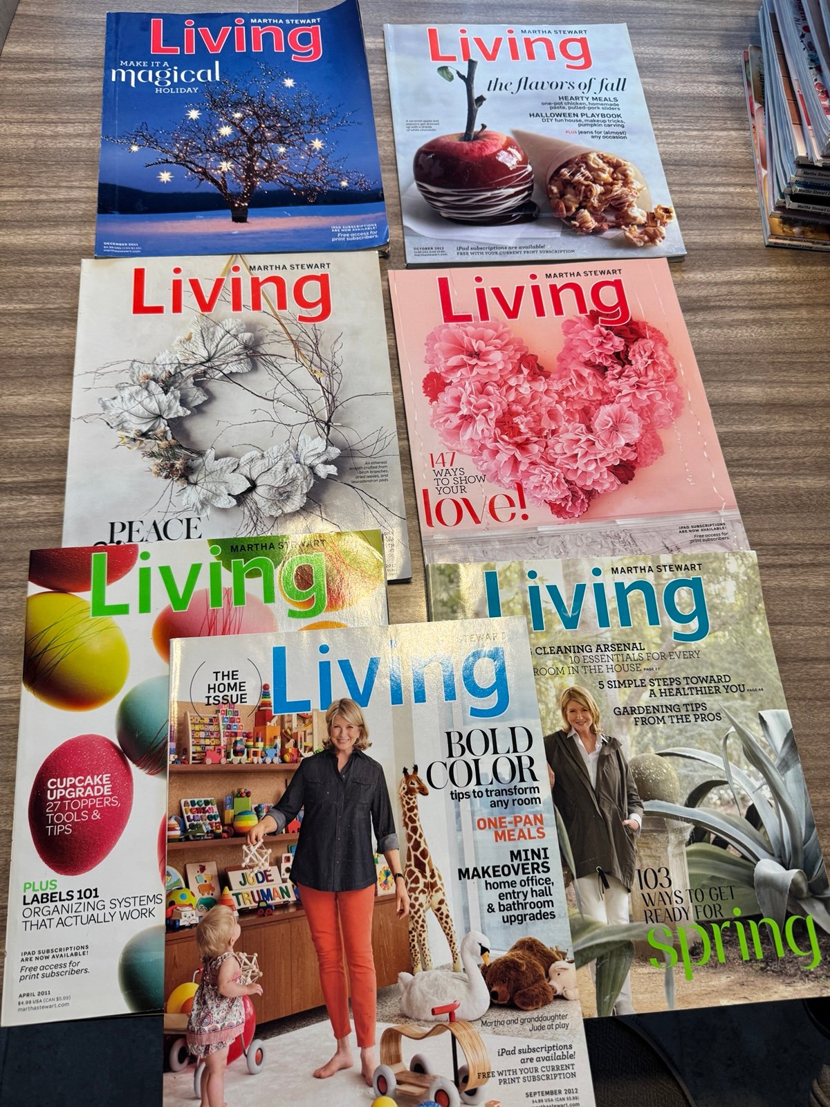 Lot of Martha Stewart Living magazines.