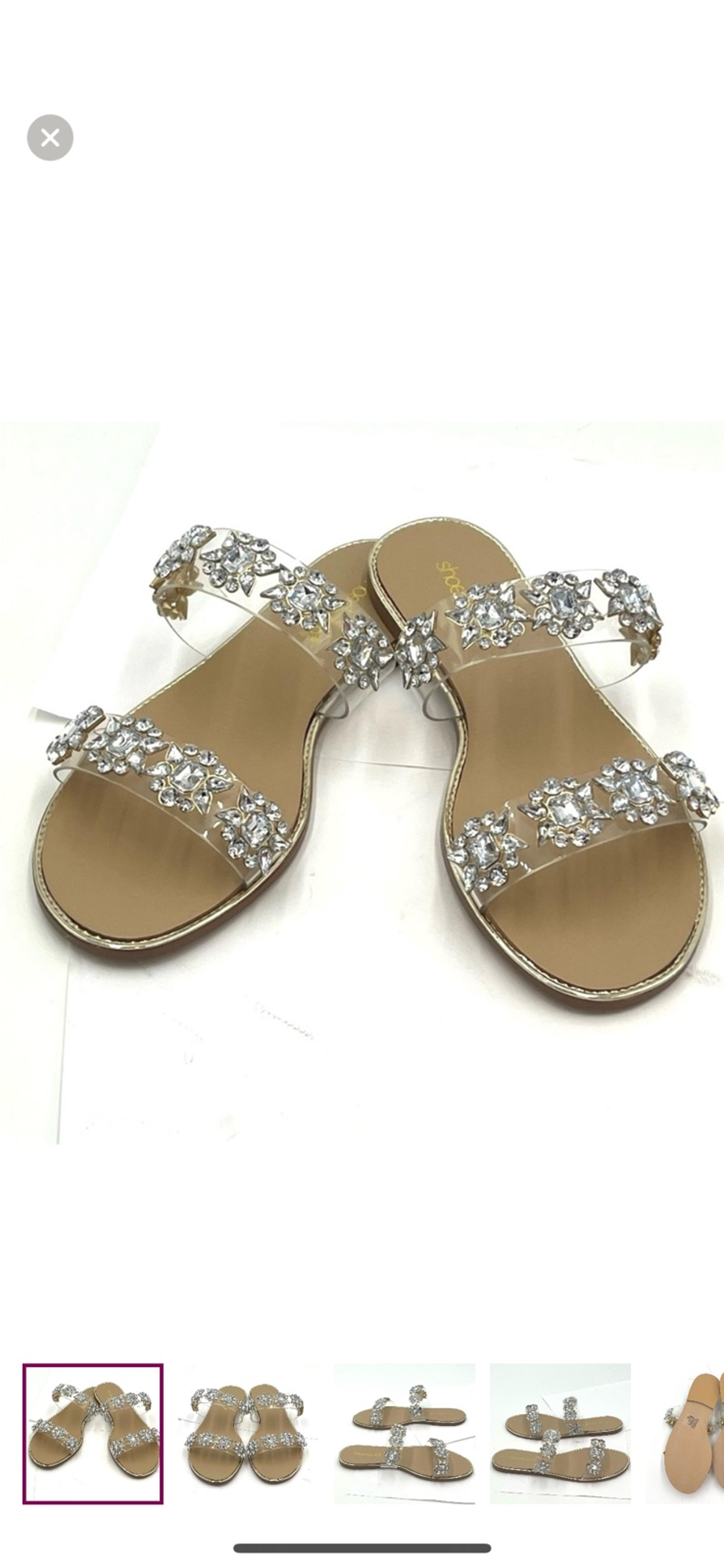 NIB Shoe Dazzle Haleigh Gold Rhinestone Sandals Size 6.5