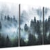 Bedroom Wall Decor 3 Panel Fog Forest Trees Landscape Painting-ERU45D