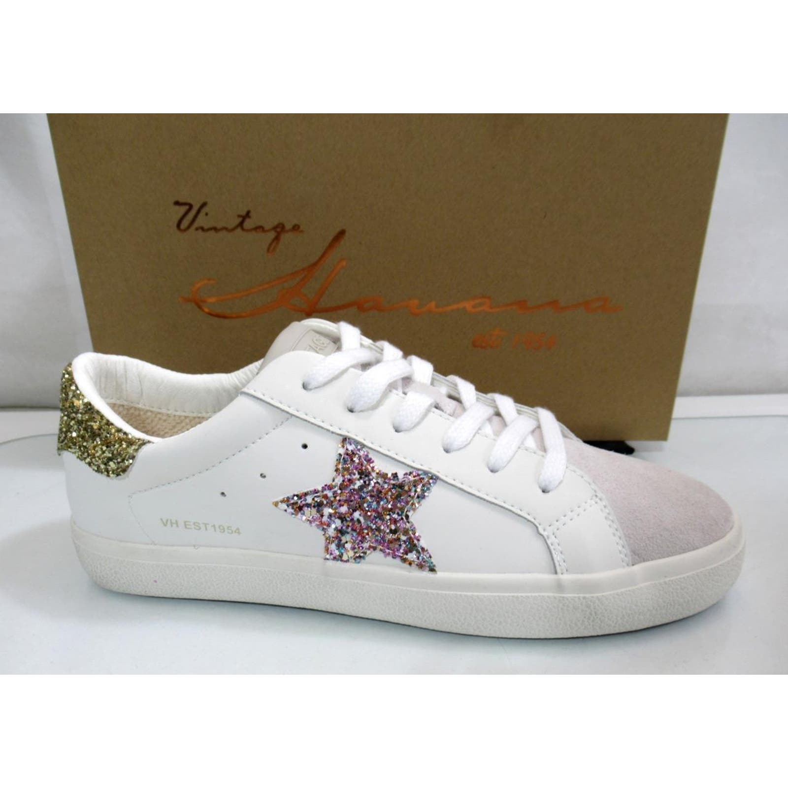 Women's Vintage Havana Cora Lace Up Slip On Star Sneakers White Multi Size 11