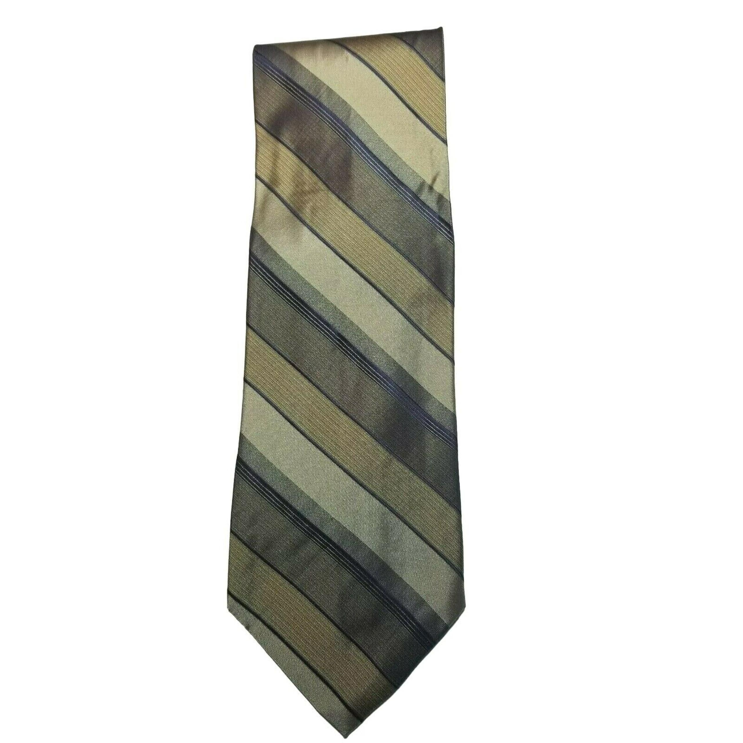 Claiborne Men's Classic Striped Necktie 100% Silk, Brown and Black Tie