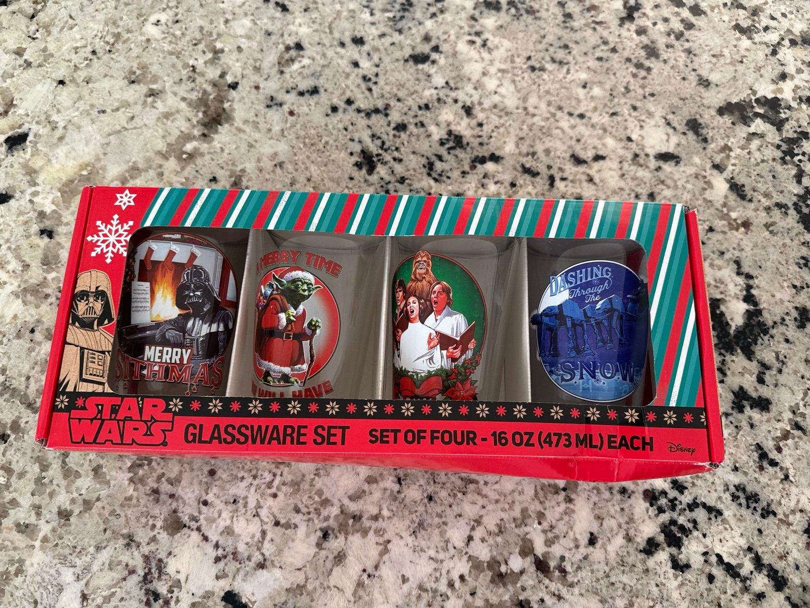 Star Wars 4pc Glassware Set Collectible Pint Glass Christmas Holiday 16 oz New