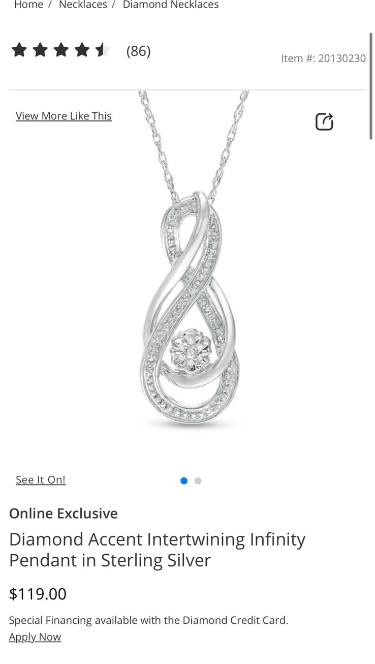 Zales Diamond Accent Intertwining Infinity Necklace