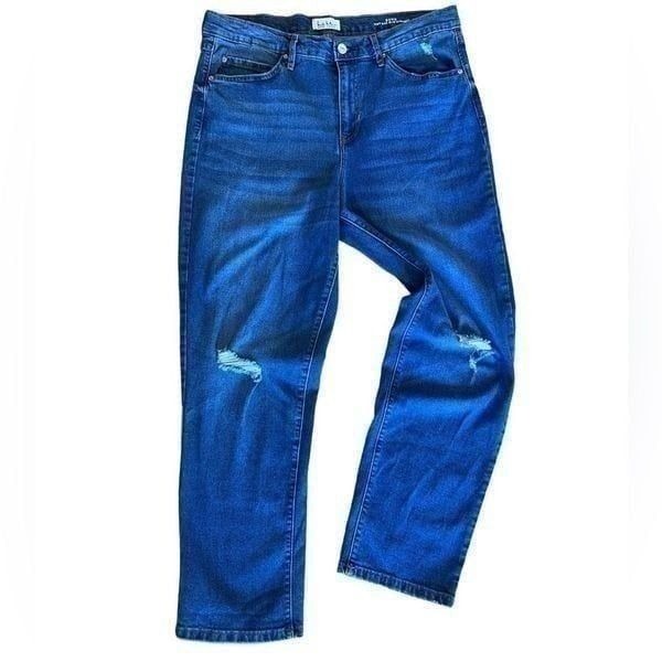Nicole Miller soho jeans high rise slim straight distressed denim size 12