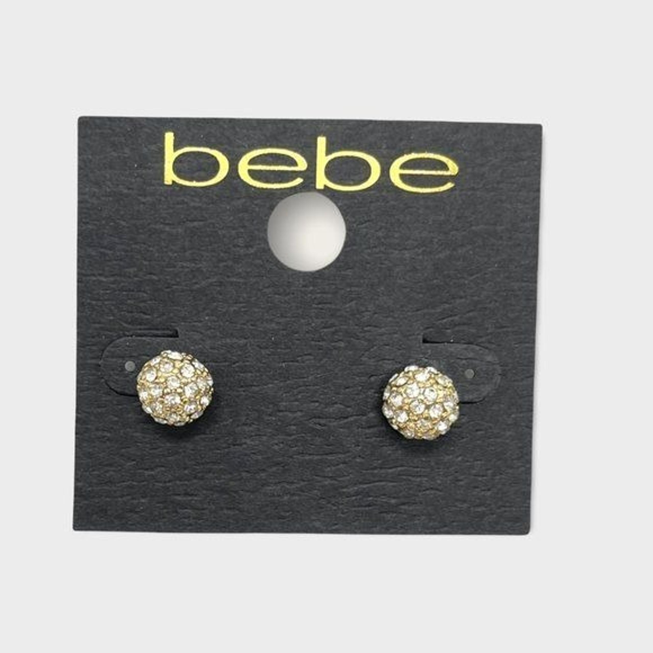 BEBE Earrings   - pavé ball stud colorless crystal