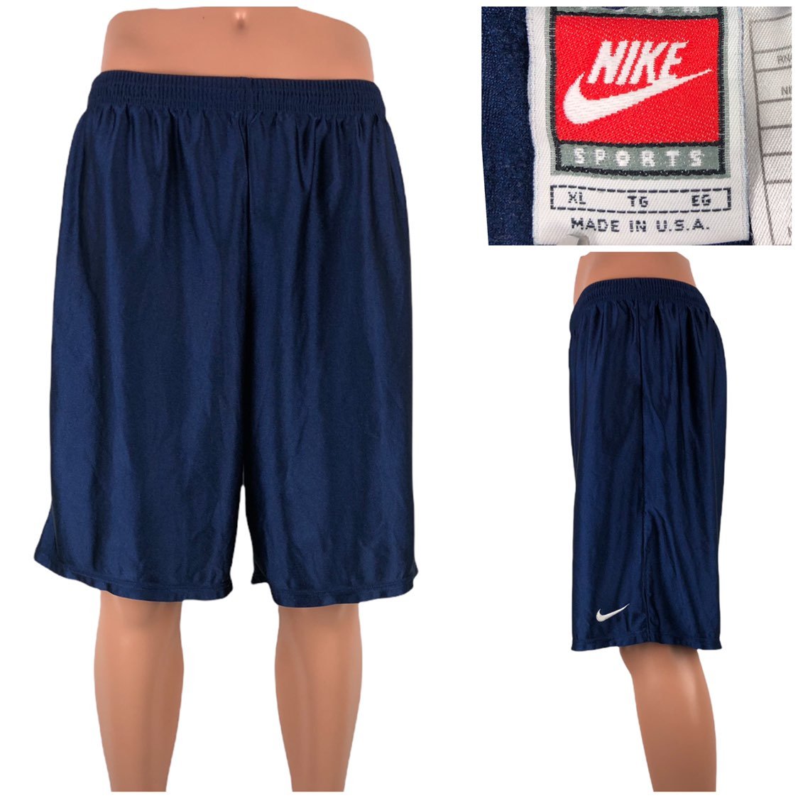 Nike Mens XL Shorts Dazzle Blue Shiny Made In USA Y2K Vintage Gym No Pockets