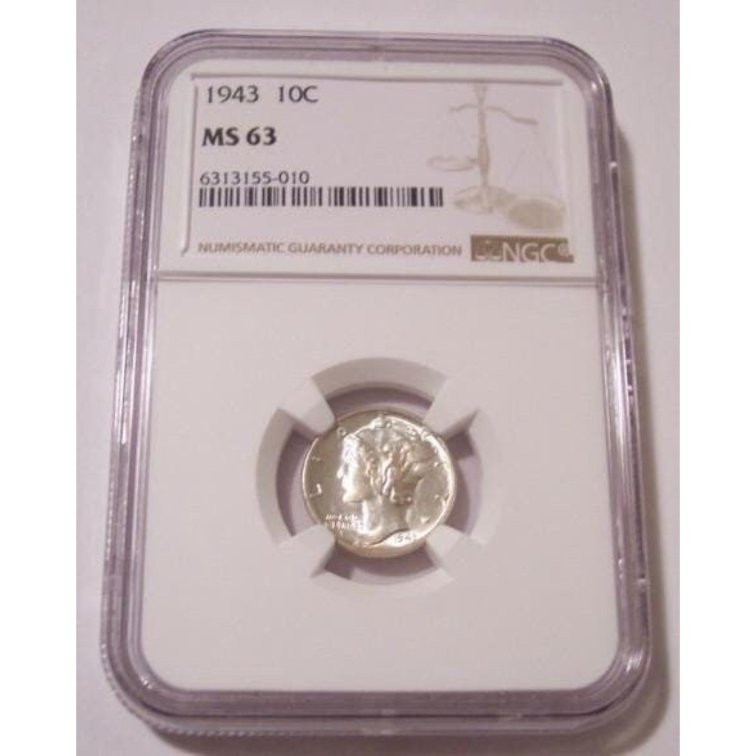 1943 Mercury Dime MS63 NGC