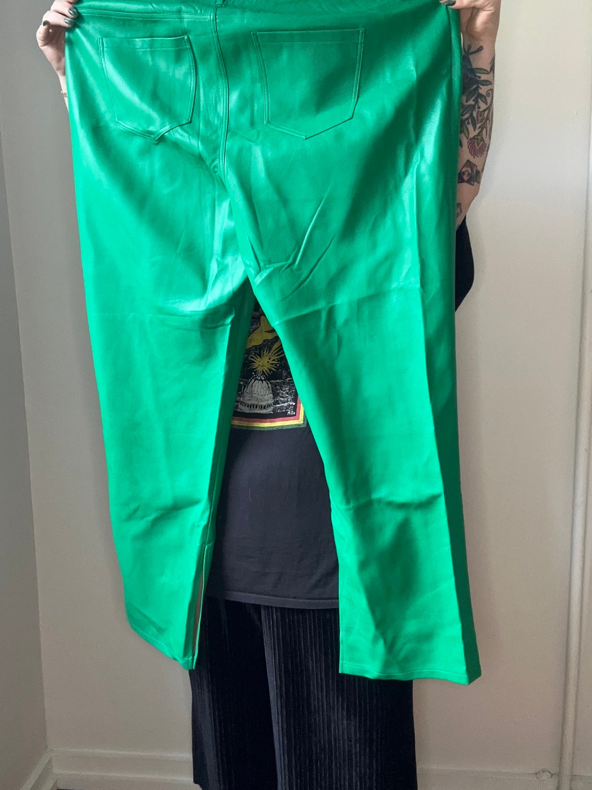 Eloquii green vegan leather pants