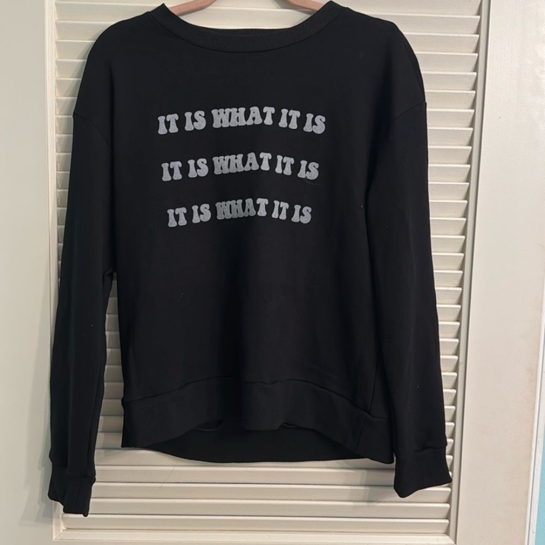 Le Superbe It Is What It Is Crystal Embellished Sweater Small