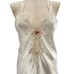 Vintage 70s 80s California Dynasty White Lace and Satin Rose Lingerie Slip Dress