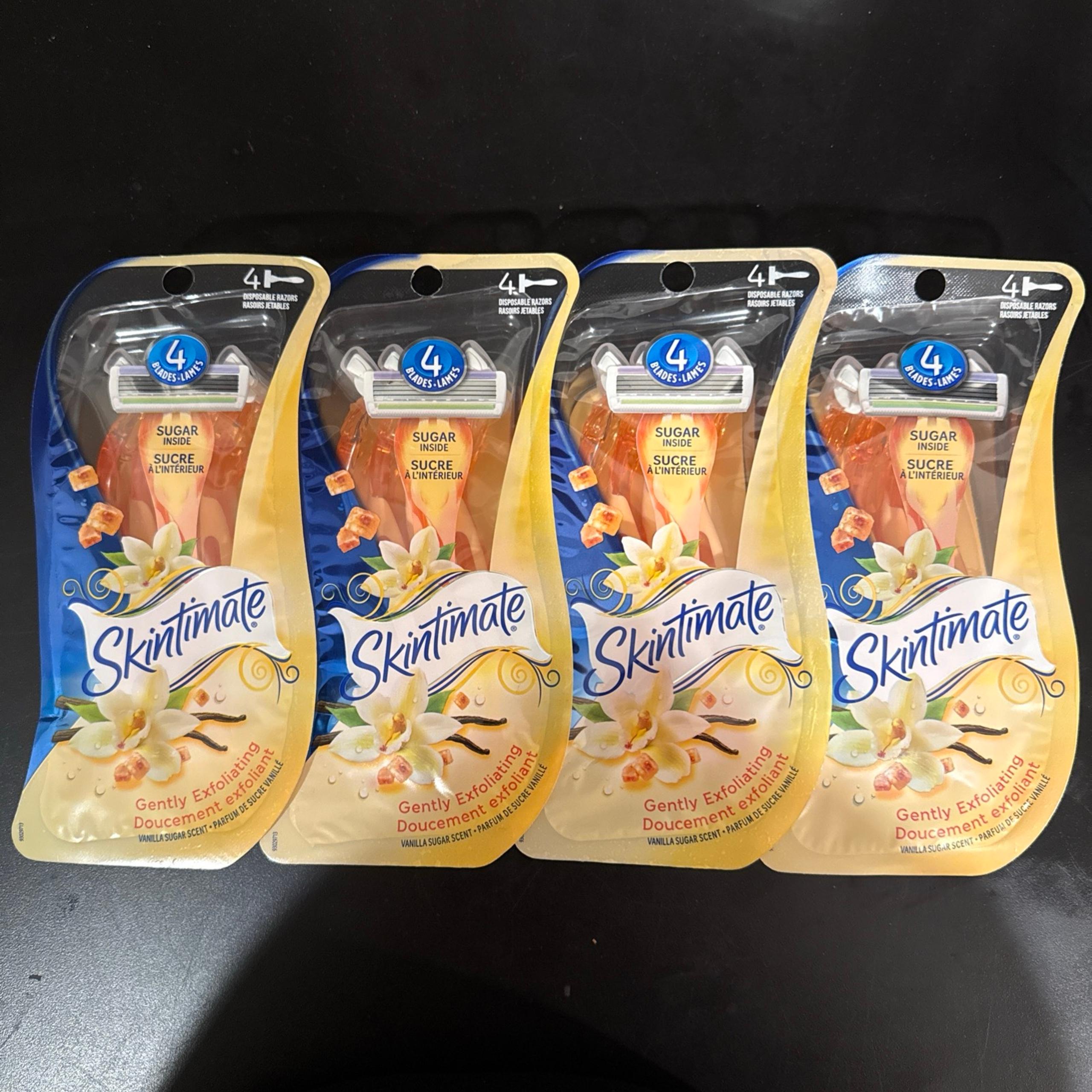 Lot 4 Skintimate Gently Exfoliating 4 Blade Razors Vanilla Sugar 16 Razors Total