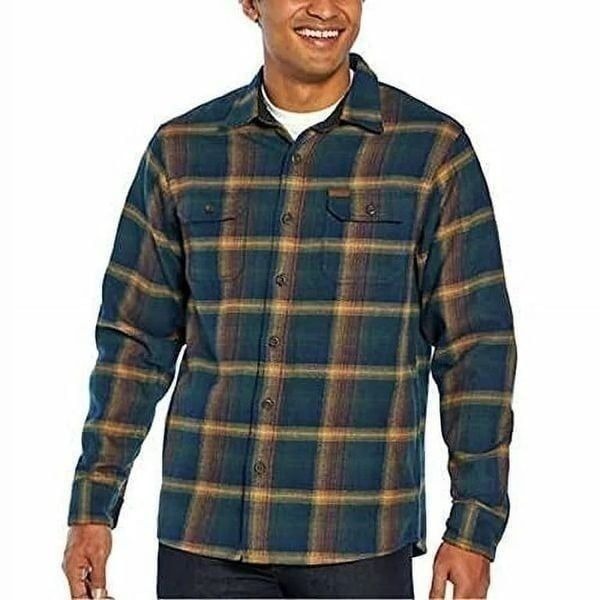 Orvis Men’s Green Multi Plaid Big Bear Heavyweight Double Brushed Flannel Button