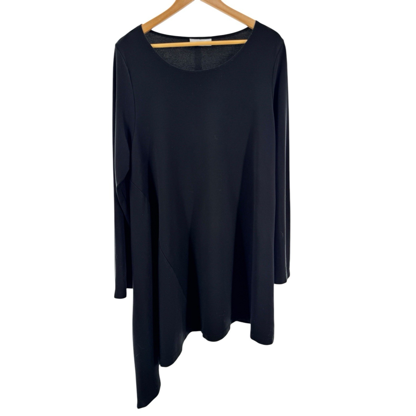 Bryn Walker Womens Witchy Asymmetric Tunic Top Size XL Black Pullover Lagenlook